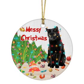 Black Cat Christmas Decorations Acrylic Double-sided Printing Ornaments (Option: Hanging Cat)