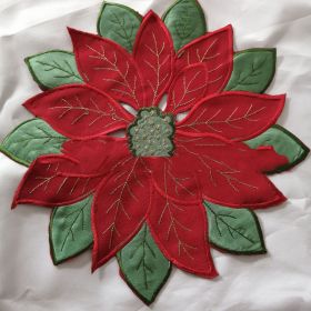 Christmas Embroidered Tablecloth Round Cover Towel (Option: Red Christmas Flower-40x90)