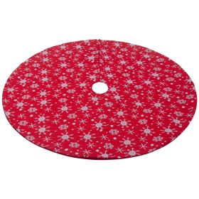 Christmas Non-woven Fabric White Color With Red Outsole Snowflake Tree Skirt (Option: 32inch Red)