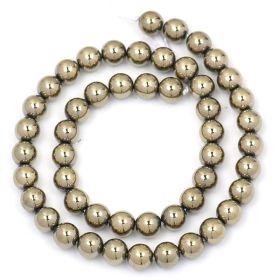 Electroplated Pyrite Glossy Round Beads (Option: Gold-14mm)