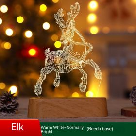 Christmas Decoration Acrylic Chinese Desktop Decoration Lamp (Option: Elk Wood Grain Bottom-Warm White)