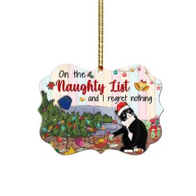 Black Cat Christmas Decorations Acrylic Double-sided Printing Ornaments (Option: Rectangular Cat)