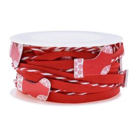 Decorations Red Five-pointed Star Ribbon Bow Christmas Pendant (Option: 12style-5M √ó 3cm)