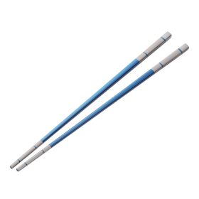 304 Stainless Steel Chopsticks Household Alloy Restaurant Color Laser Square-headed (Option: Long Blue)