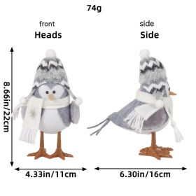 Jingchen Christmas Luminous Bird Christmas Gift Table Decorative Ornaments (Option: N3 10 Gray Round Cap)