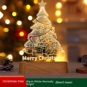 Christmas Decoration Acrylic Chinese Desktop Decoration Lamp (Option: Christmas Tree Wood Grain-Warm White)