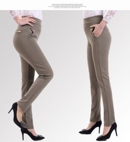 Middle-aged Women's Small Feet Stretch Casual Pants (Option: Khaki-XL)