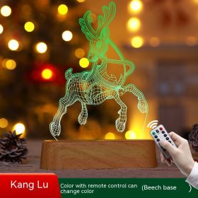 Christmas Decoration Acrylic Chinese Desktop Decoration Lamp (Option: Elk Color Wood Grain Bottom-Warm White)