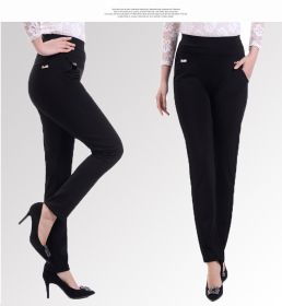 Middle-aged Women's Small Feet Stretch Casual Pants (Option: Black-XL)