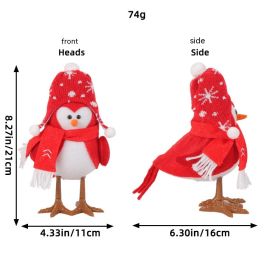 Jingchen Christmas Luminous Bird Christmas Gift Table Decorative Ornaments (Option: N3 8 Red Round Cap)