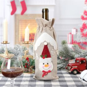 Christmas Decoration Supplies Linen Bottle Cover (Option: Christmas Snowman)