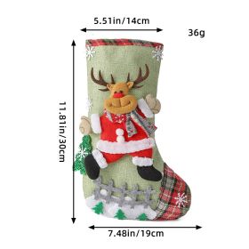 Linen Christmas Tree Gift Bag Ornaments (Option: M1 8 Deer Style)