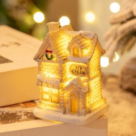 Christmas Decorations Resin Small House LED Luminous (Option: I Style White)