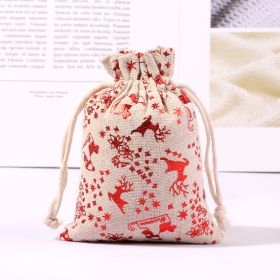 Cotton And Linen Bronzing Gift Bag Christmas Drawstring Bag (Option: Red Sled Santa Claus 13x18CM)