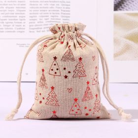 Cotton And Linen Bronzing Gift Bag Christmas Drawstring Bag (Option: Christmas Tree 10x14CM)