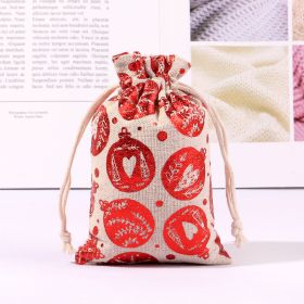 Cotton And Linen Bronzing Gift Bag Christmas Drawstring Bag (Option: Red Love Colorful Ball 1520cm)