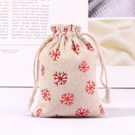 Cotton And Linen Bronzing Gift Bag Christmas Drawstring Bag (Option: Red Snowflake 10x14CM)