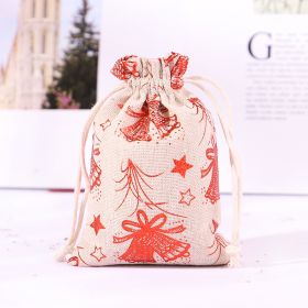 Cotton And Linen Bronzing Gift Bag Christmas Drawstring Bag (Option: Red Big Bell 13x18CM)