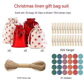 Gilding Linen Christmas Cloth Bag Kit (Option: 6Color German Sticker)