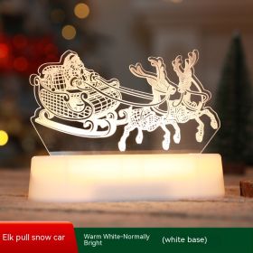 Christmas Decoration Acrylic Chinese Desktop Decoration Lamp (Option: Elk Snowmobile-Warm White)