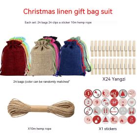 Linen Drawstring Christmas Gift Bag (Option: Red, White And Gray Numbers)