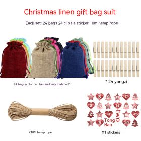 Linen Drawstring Christmas Gift Bag (Option: Love Digital Stickers)