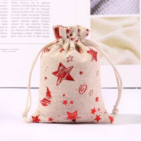 Cotton And Linen Bronzing Gift Bag Christmas Drawstring Bag (Option: Red Star Moon 15x20CM)