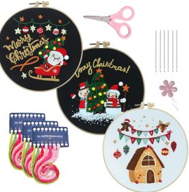 Christmas Cartoon Pendant Round Living Room Decoration (Option: 3 Sets-Stretch Plus Photo Frame)