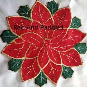 Christmas Embroidered Tablecloth Round Cover Towel (Option: Red And Padded-30x 30cm Round)